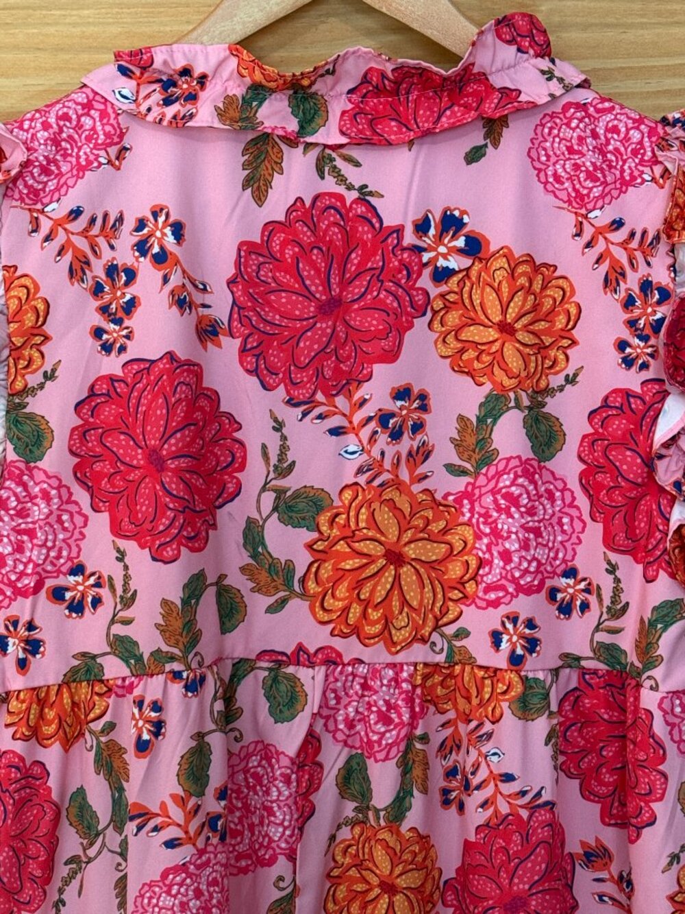 Umgee Kate Pink Floral Tiered Ruffle Midi Dress Women's size M - Picture 6 of 7